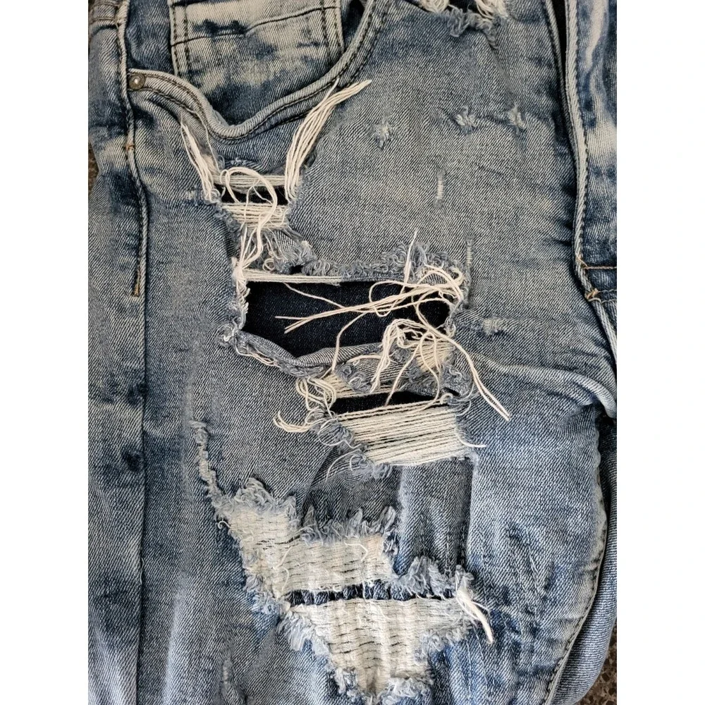 Smoke Rise‎ MEN ESSENTIALS DISTRESSED DENIM SLIM TAPERED FIT JEANS BLUE 32/32